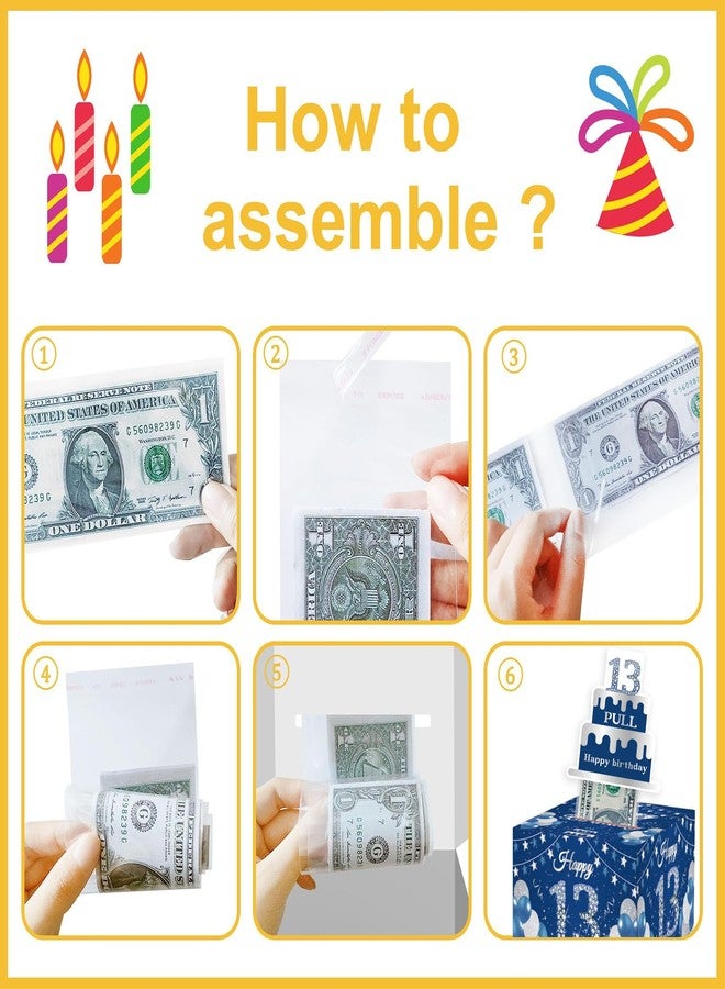 GOLDCROW Blue Silver Money Box for Boys - Pull Out Cash Gift with Surprise, Perfect for 13th Birthday Party Decorations - Image 3